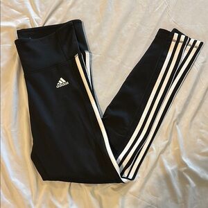 Adidas Black and White Leggings with Stripes